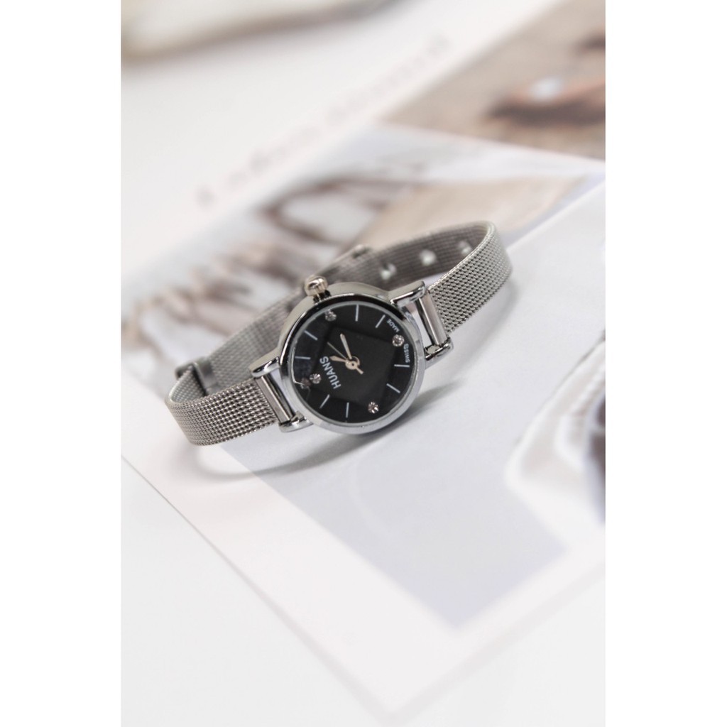 Đồng hồ nữ Huan s2 dây thép cao cấp mặt tròn 3D Bán lẻ giá sỉ