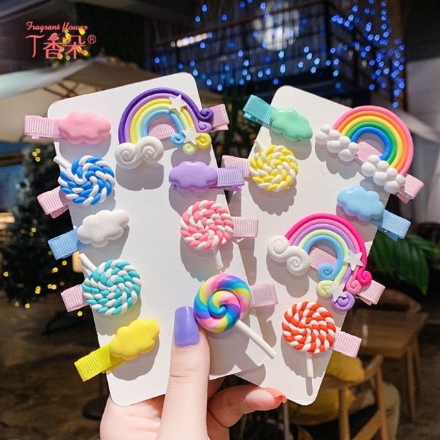 Set kẹp tóc đáng yêu cho bé gái