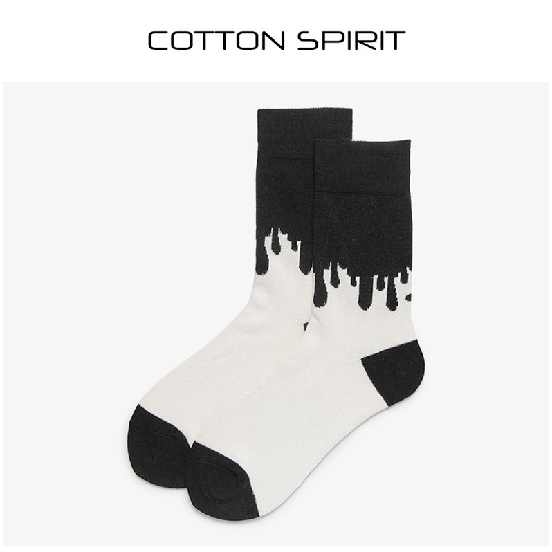 Tất Nam Nữ Cổ Cao Cá Tính Cotton Trắng Đen Off White Hàn Quốc Vớ Cổ Cao Nam Nữ Phong Cách Nhật Cao Cấp