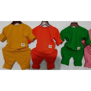 Bộ cotton trơn dài tay quần dài bé trai bé gái