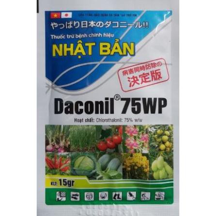 Thán thư thối bông, phấn trắng, đốm lá, đỗ ngã cây con, sương mai, DACONIL 75WP gói 15gr