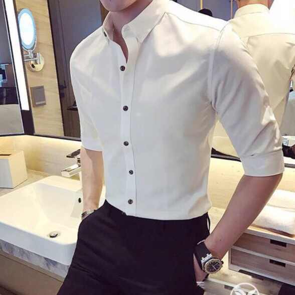 Áo sơ mi nam dài tay Gman cổ bẻ, áo sơ mi trắng vải lụa nến không nhăn không xù | BigBuy360 - bigbuy360.vn