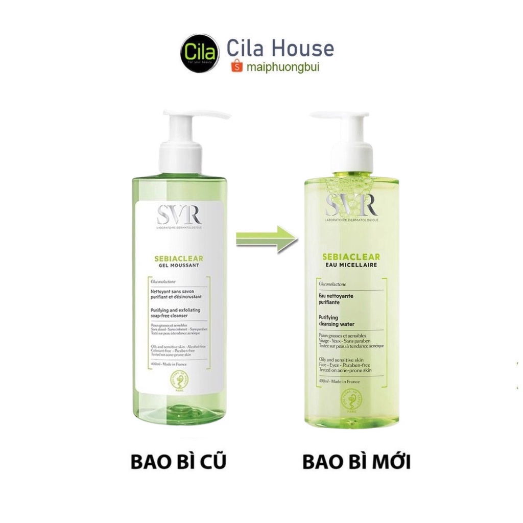 Sữa Rửa Mặt SVR Sebiaclear Gel Moussant 55ml - 400ml Cho Da Hỗn Hợp, Dầu mụn & Nhạy Cảm - Cila House