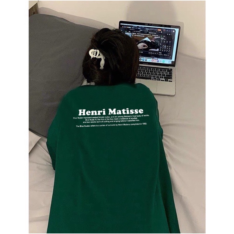 Áo thun phông logo tay Full size PINK tay lỡ form rộng HENRI MATISSE Unisex