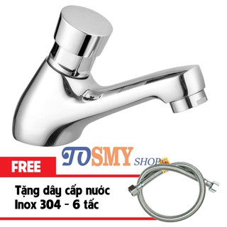 VÒI LAVABO LẠNH NHẤN HƠI CAO CẤP ĐỒNG THAU LVH-1 - tặng kèm dây cấp nước Inox 304 (60cm)