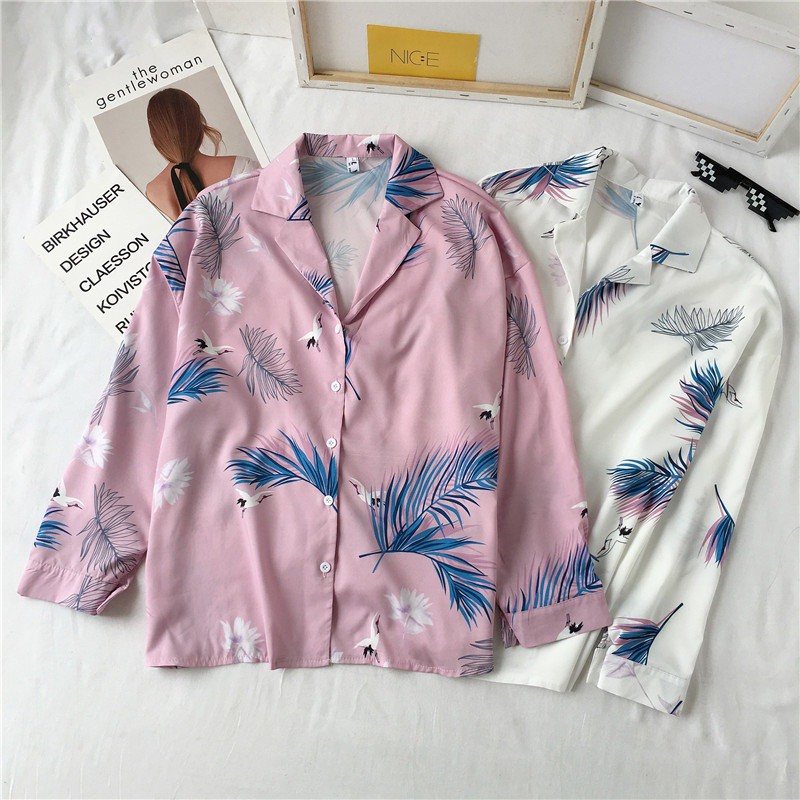 [Baywellfashion]Áo sơ mi in họa tiết lá cây thời trang dành cho nữ | BigBuy360 - bigbuy360.vn