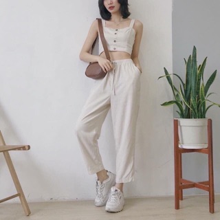 Set quần baggy áo croptop