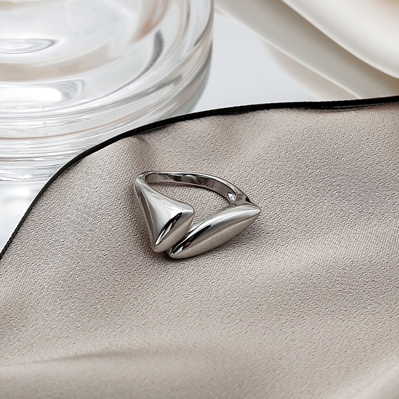 Nhẫn hở họa tiết hình học bằng đồng thời trang hip hop Hàn Quốc cho nữ