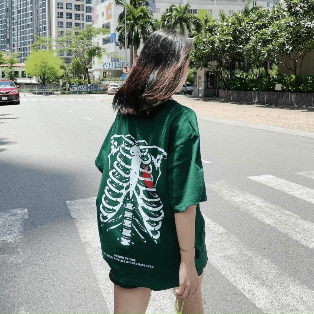 ÁO THUN NAM NỮ TAY LỠ FORM RỘNG HỌA TIẾT XƯƠNG CÁ HOTTREND MỚI NHẤT HIỆN NAY LANA FASHION