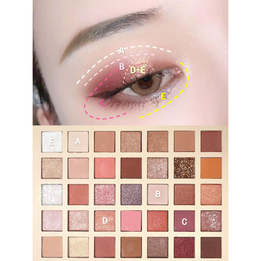 Bảng Phấn Mắt 35 Màu Nhũ Lì Chống Thấm Nước Lâu Trôi