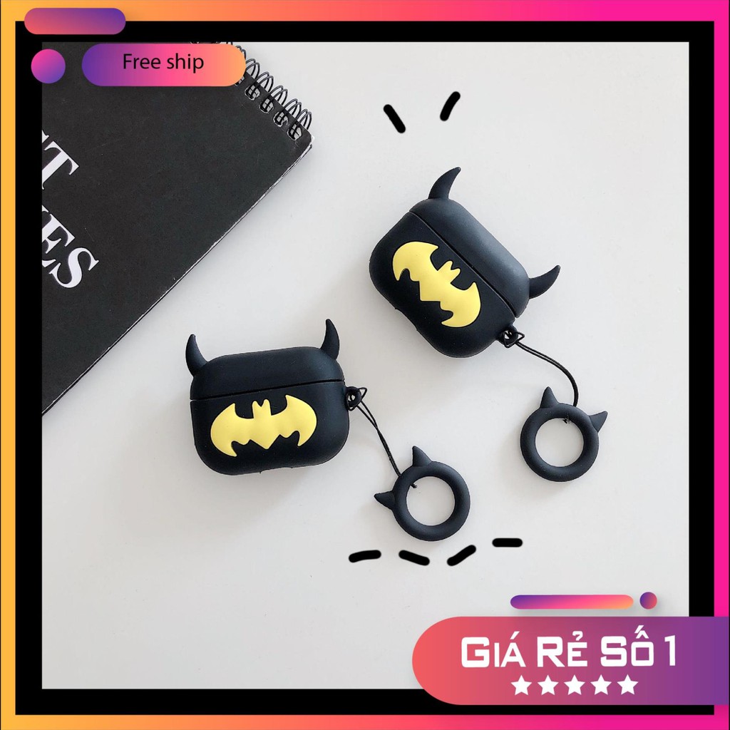 Airpods Case ⚡Freeship ⚡ VỎ BỌC AIRPODS LOGO BATMAN SỪNG Case Tai Nghe Không Dây Airpods 1/ 2/ i12/ Pro