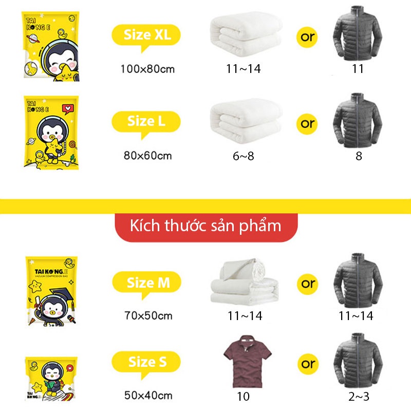 Túi Hút Chân Không Bảo Quản Quần Áo, Chăn Màn Chất Liệu PA/PE Mềm Dẻo Tiện Lợi, Tiết Kiệm Không Gian Tuyệt Đối 88325