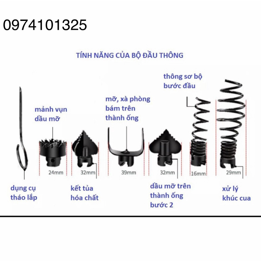 [Mã LIFEXANH03 giảm 10% đơn 500K] Dây Thông Tắc Cống Dạng Lò Xo Dây Phi 16 - Sử Dụng Bằng Khoan