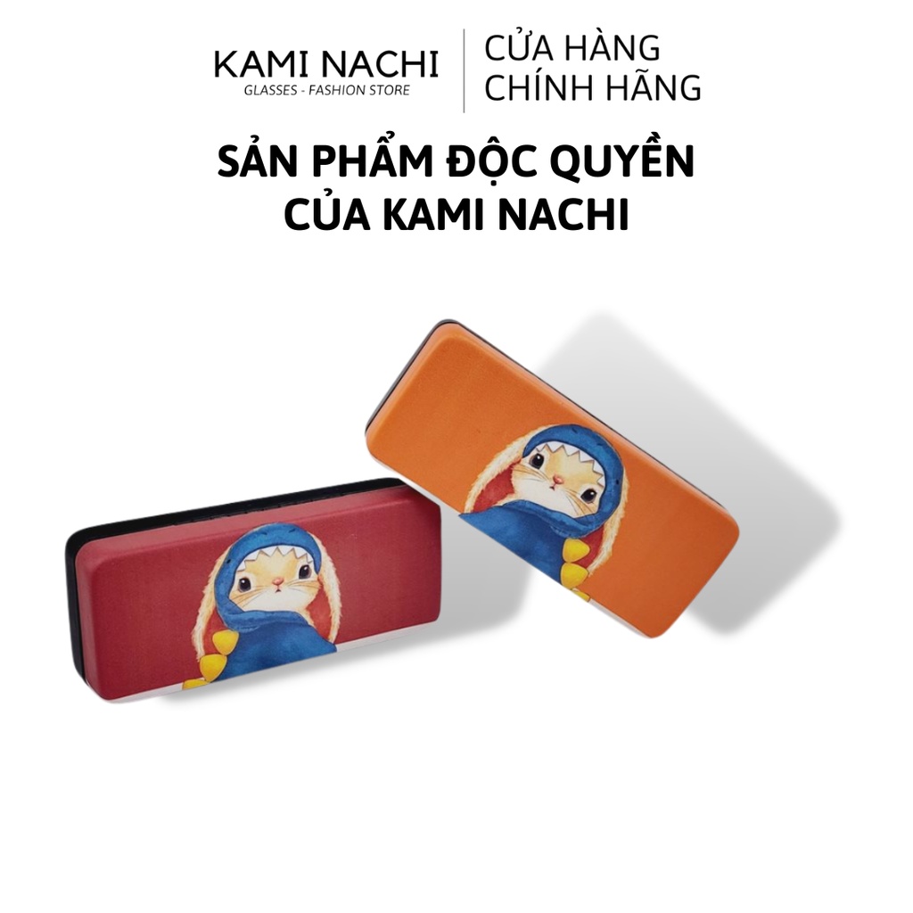 Hộp đựng mắt kính cao cấp chất liệu da xước sang trọng KAMI NACHI phiên bản giới hạn màu đặc biệt hình con Thỏ