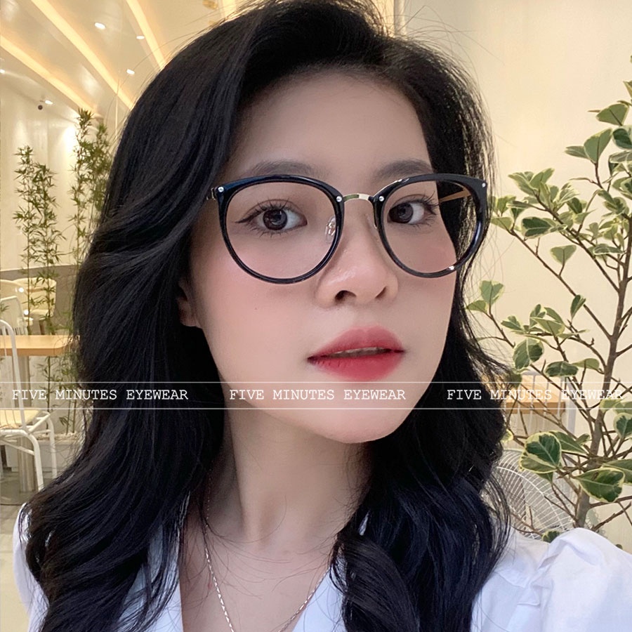 Gọng kính cận nữ, chất liệu kim loại mảnh kết hợp nhựa 6020 Fiveminutes dễ đeo