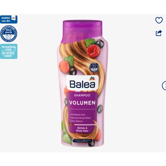 Dầu gội Balea Volumen 300ml - Đức - dành cho tóc mỏng