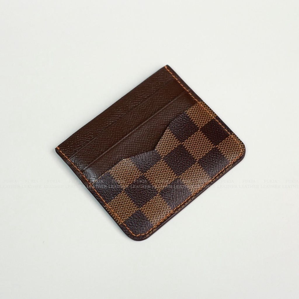 Ví thẻ da thủ công mini card / name card Epsom hoạ tiết Iv cao cấp tiện lợi FUKIA VDL006