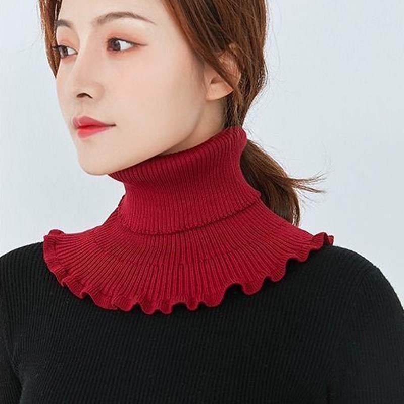 Cổ áo giả dệt kim kiểu nhún bèo thời trang mùa đông dành cho nữ