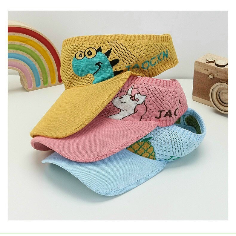 Mũ lưỡi trai kiểu hở nữa đầu họa tiết hình thú đáng yêu cho bé