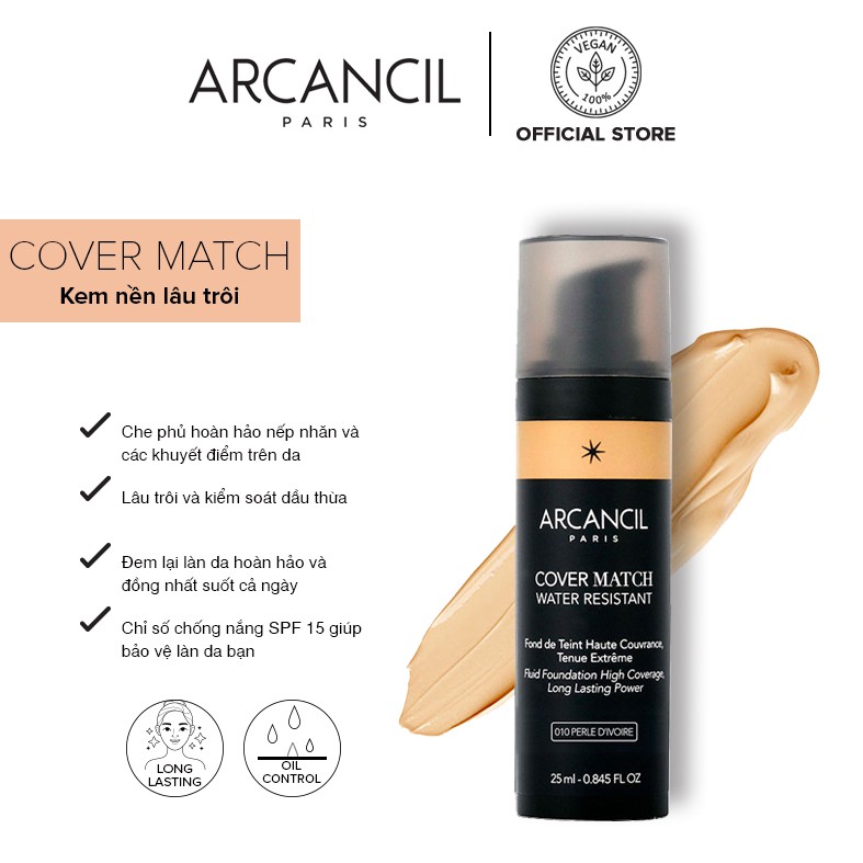 Kem nền Arcancil Cover Match Fond De Teint độ che phủ cao 25ml