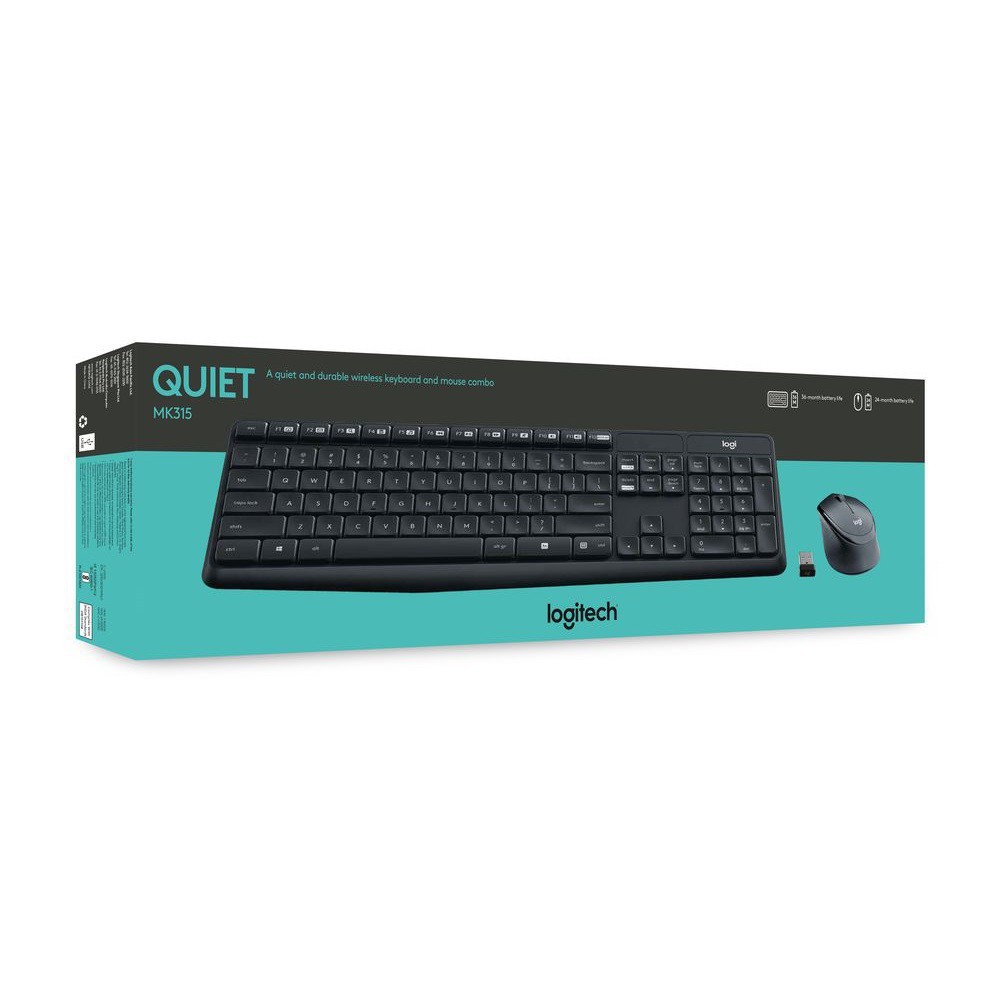 Bộ bàn phím & chuột không dây Logitech MK315-Silent giảm 99% tiếng ồn khi sử dụng