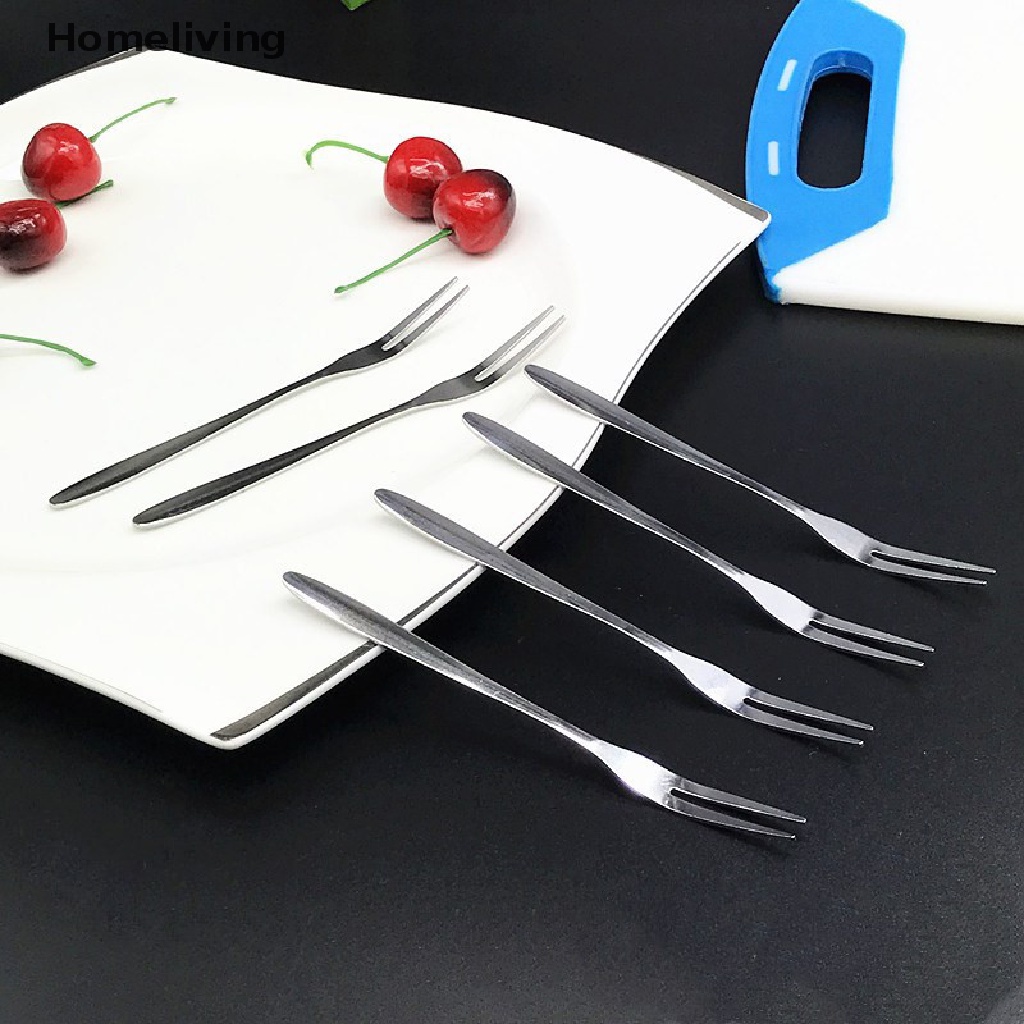 Bộ 6 Nĩa Ăn Trái Cây Hai Răng Bằng Thép Không Gỉ Sáng Tạo