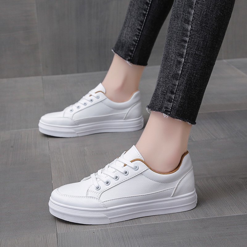 Giày thể thao màu trắng phong cách Harajuku cao cấp cho nữ