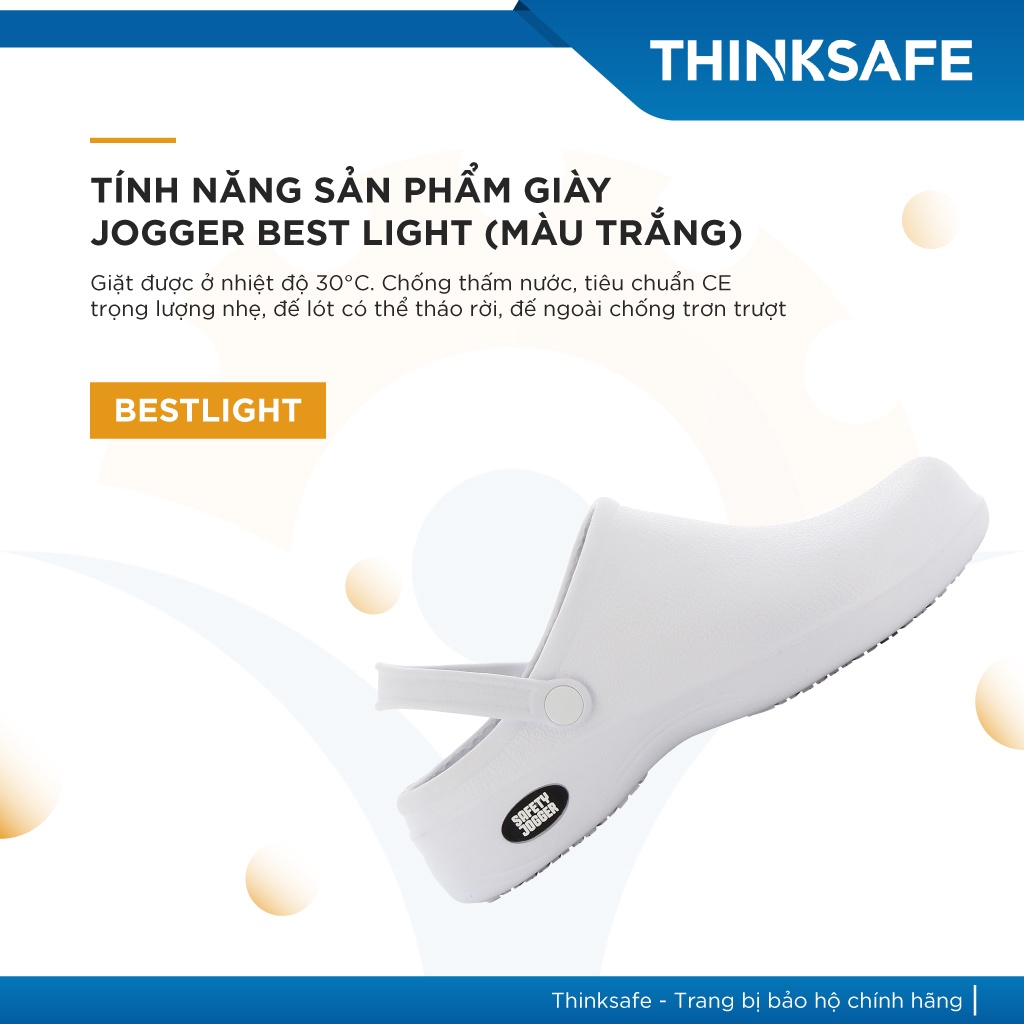Giày bảo hộ Safety Jogger Bestlight chống trượt tiêu chuẩn EN dùng cho phòng sạch, thực phẩm, spa, nhà bếp - Thinksafe