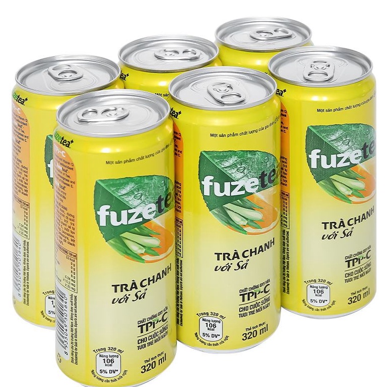 Trà bí đao Fuze Tea la hán quả / chanh sả lon 320ml