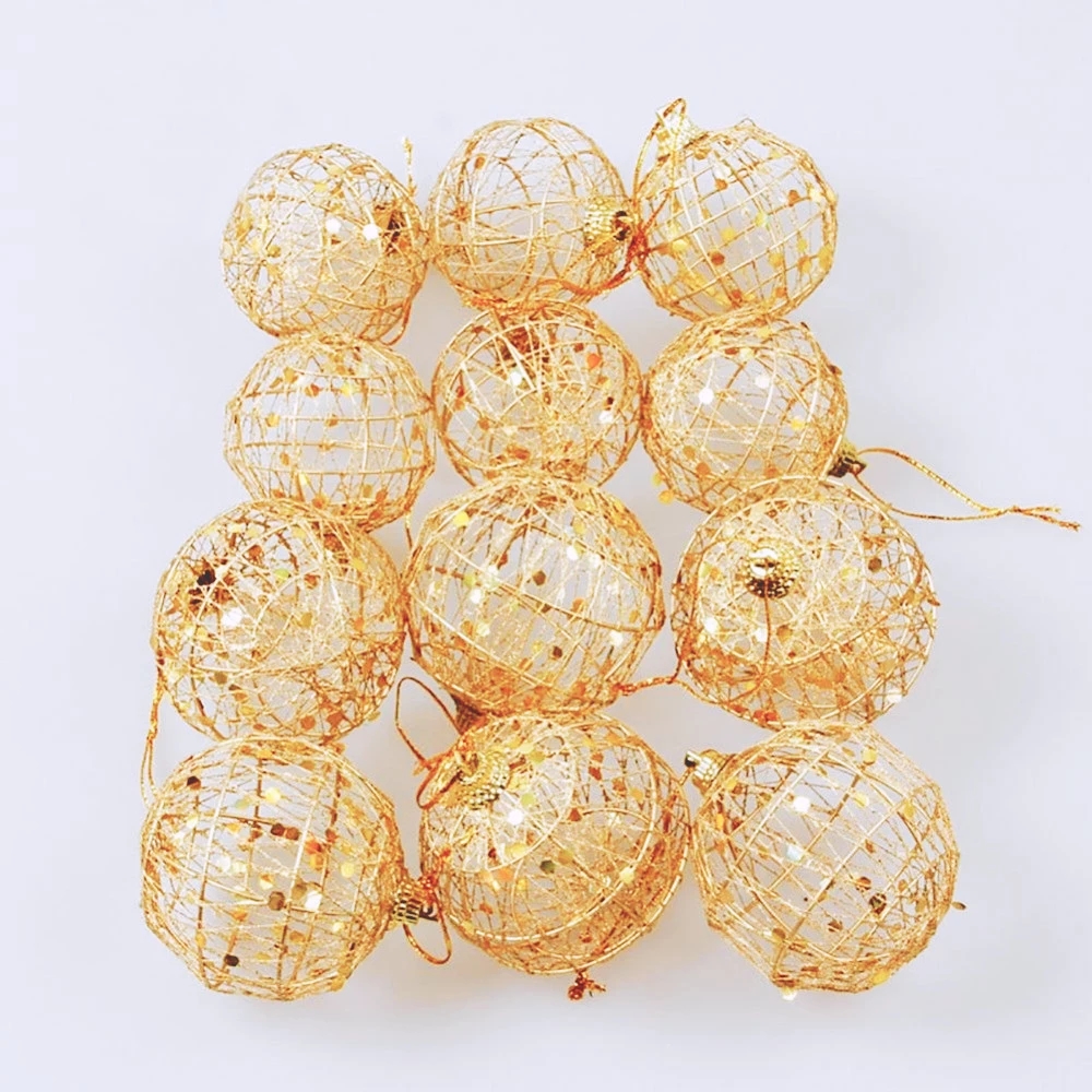 6Pcs/Set Christmas Tree Hollow Ball /5cm/6cm Xmas Gold Ball Hanging Decoration/Party Festival Ornaments Home Decor Ornament