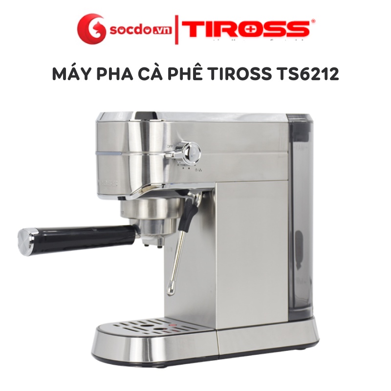 Máy pha cà phê Espresso Tiross TS6212, máy pha cafe tự động áp suất 15 Bar, bảo hành chính hãng 12 tháng