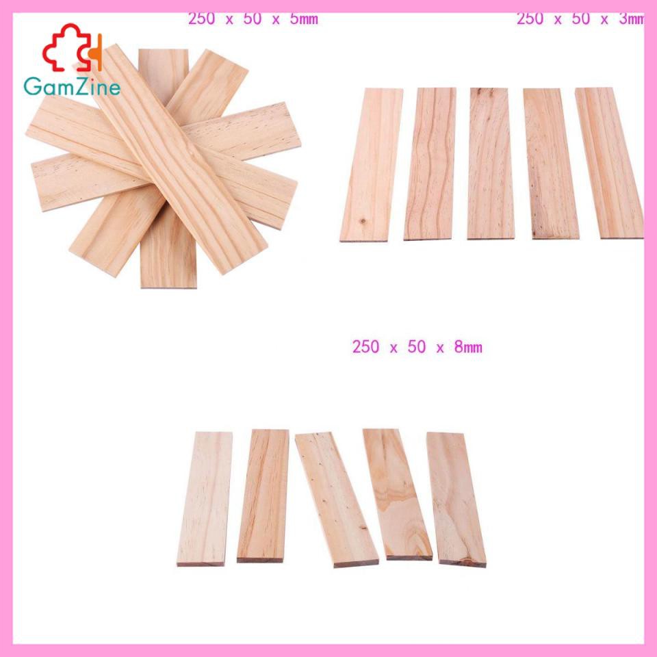 Bộ 5 Thanh Gỗ Thông Dùng Để Trang Trí Kích Thước 250x50 X 3 / 5 / 8mm