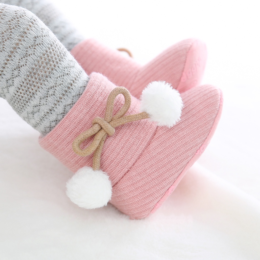 Giày Bốt Cotton Đế Mềm Giữ Ấm Cho Bé Tập Đi