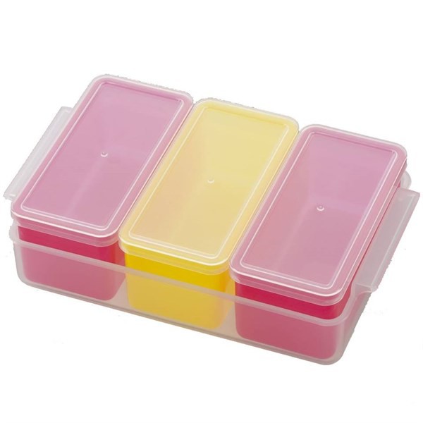 Khay trữ thức ăn CUBE Stocker 3 hộp - Hàng nội địa Nhật