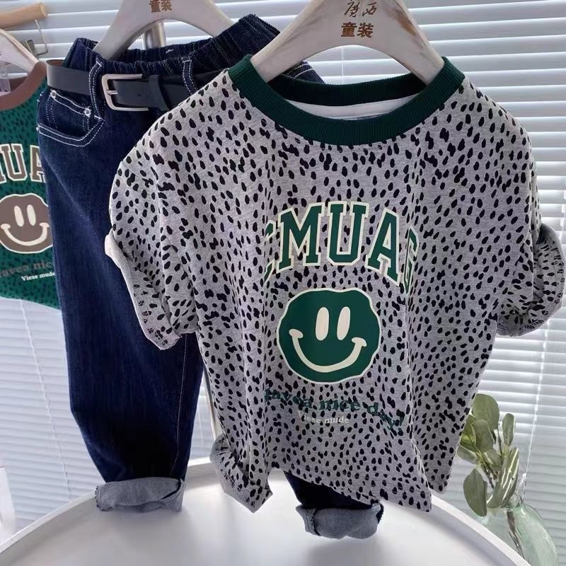 Áo Thun Cotton Tay Ngắn Họa Tiết Da Báo Thời Trang Dành Cho Bé 2022