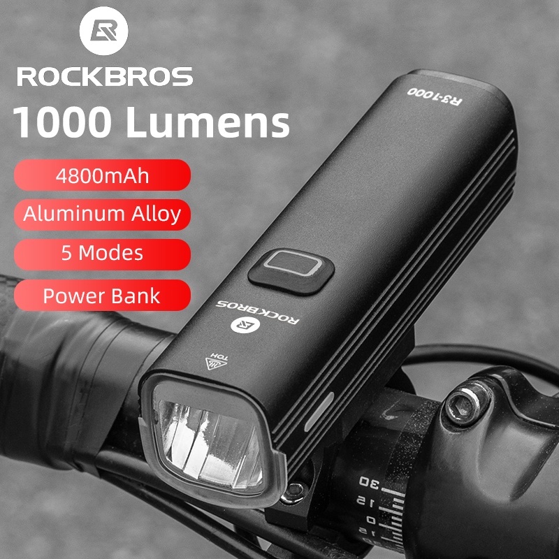 Đèn pha Led Rockbros 1000lumen 4800Mah chống thấm nước IPX6 vỏ nhôm chất