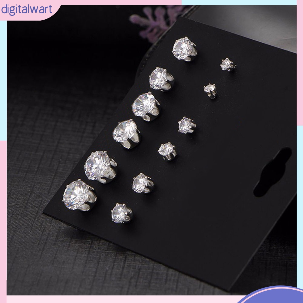 Set 6 Đôi Bông Tai Đính Đá Thời Trang Cho Nữ