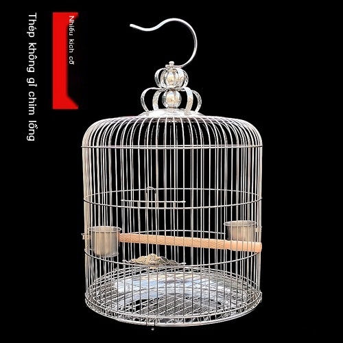 lồng chim inox❧✷◇Lồng chim lớn bằng thép không gỉ tròn myna anh trai thrush Xuanfeng hoa mẫu đơn budgerigar nuôi