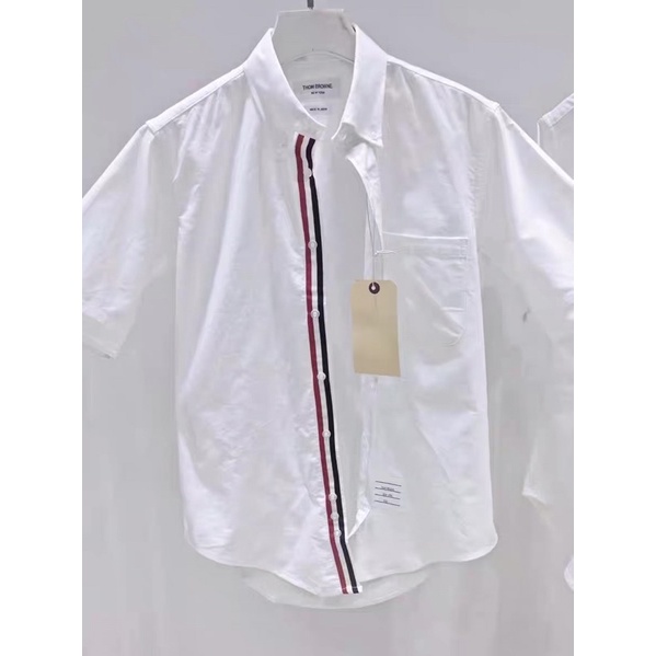 Áo sơ mi Thom Brown tay ngắn viền trong khuy, vải oxford cao cấp