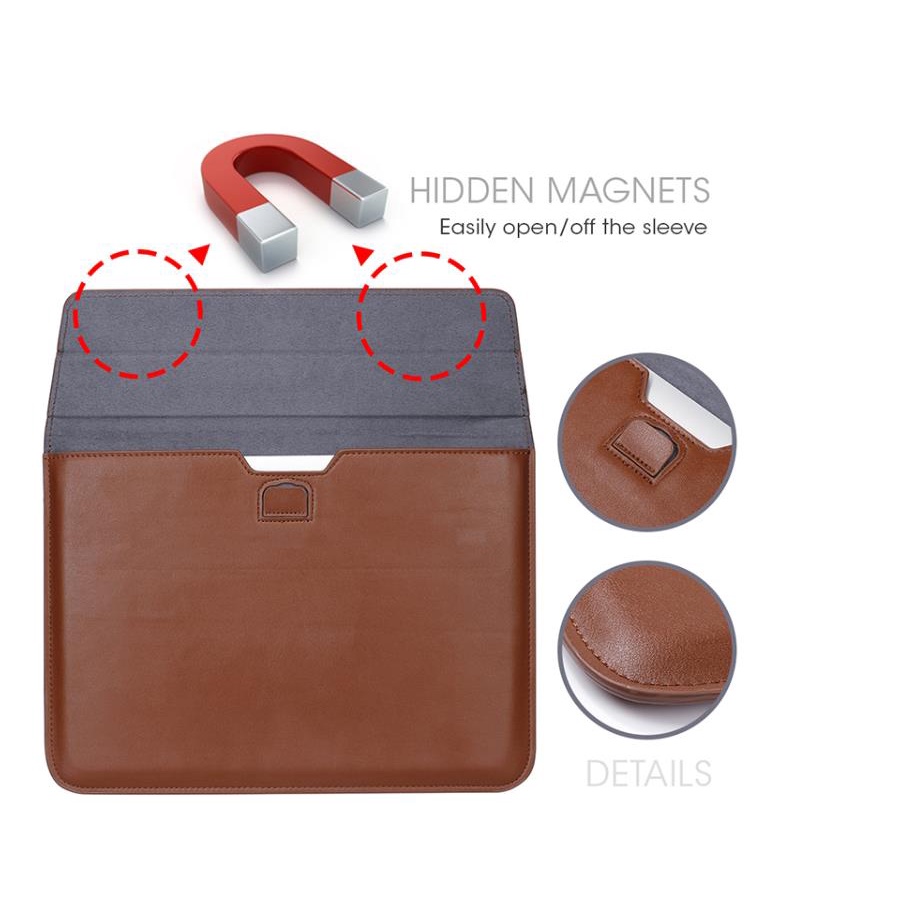 Túi đựng laptop da PU kiêm giá đỡ thích hợp cho iPad Air Pro Huawei HP Asus 11 12 13 14 15 16.2 inch