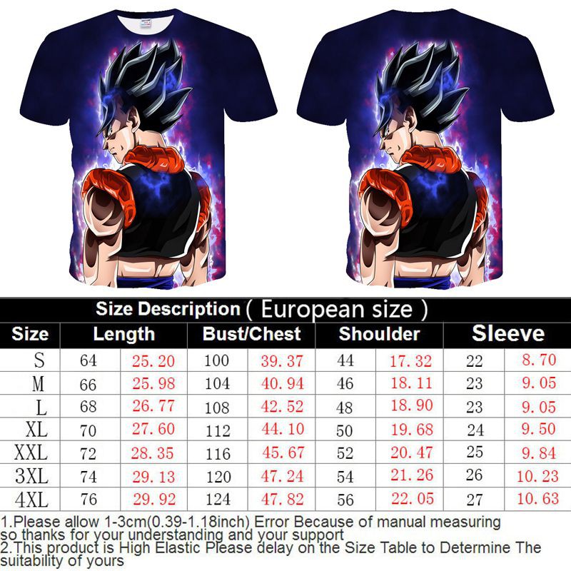 Áo Thun Tay Ngắn In Hình Dragon Ball Z Vegeta Goku Super Saiyan 3D