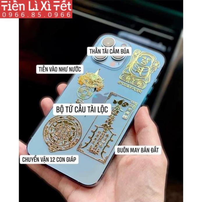 Bộ 4 Miếng  Dán Điện Thoại Tài Lộc Phong Thủy May Mắn Màu Sắc Lung Linh Phù Hợp Cho Tất Cả Các Dòng Máy