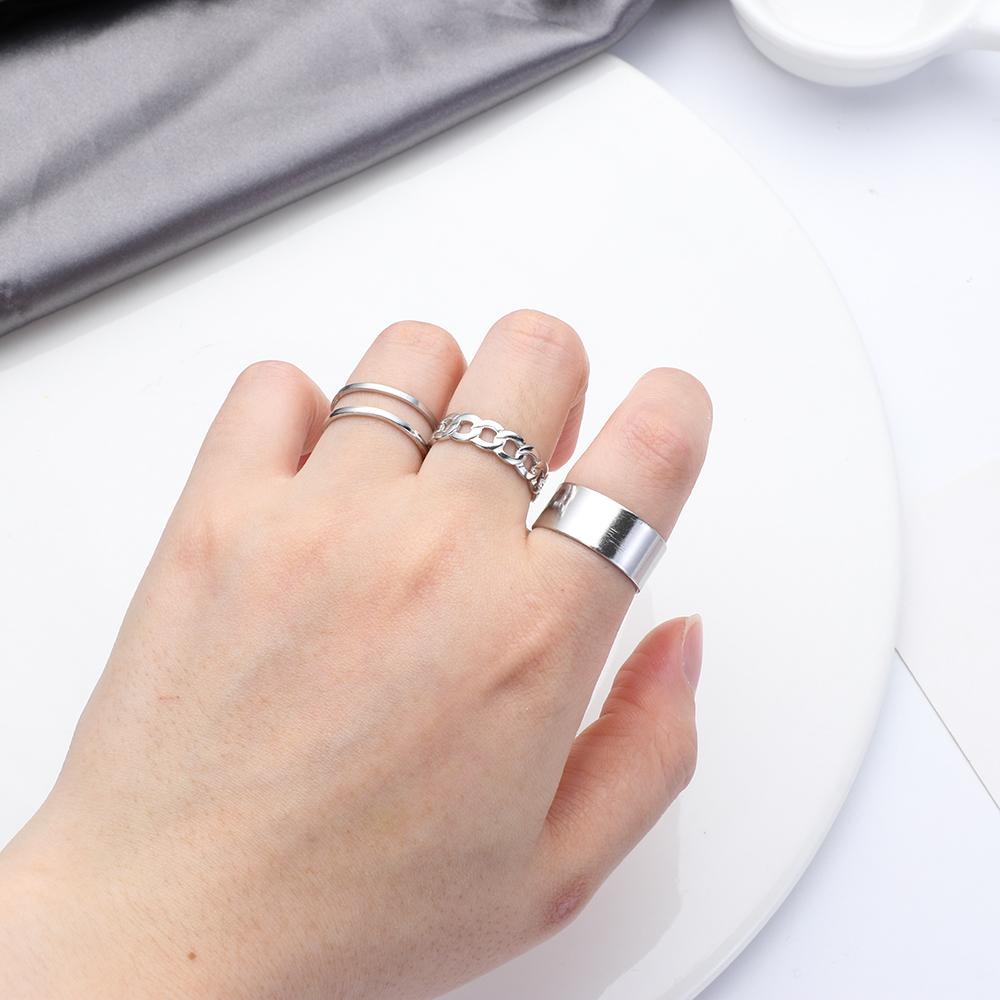 Set 3 Nhẫn Hở Phong Cách Punk Rock Mới