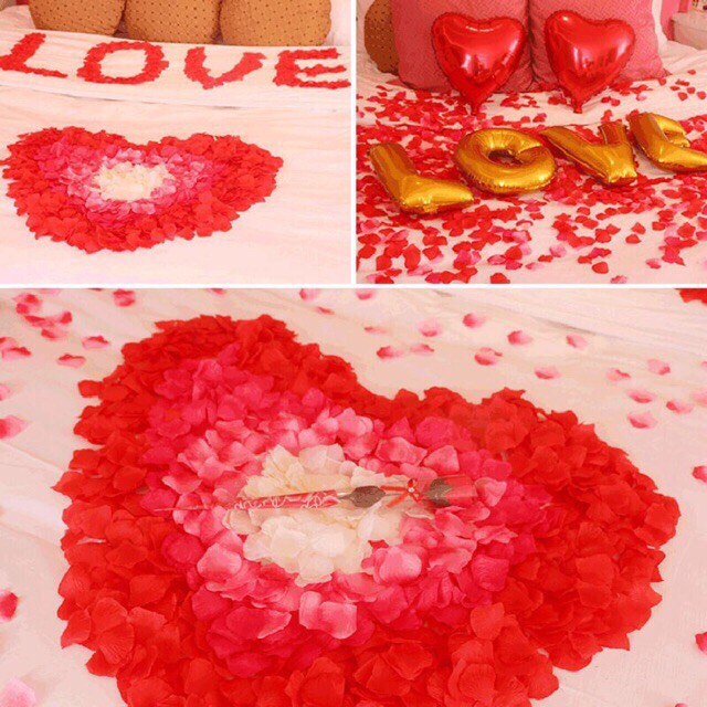 Gói 150 Cánh hoa hồng giả rải ga giường trang trí phòng cưới