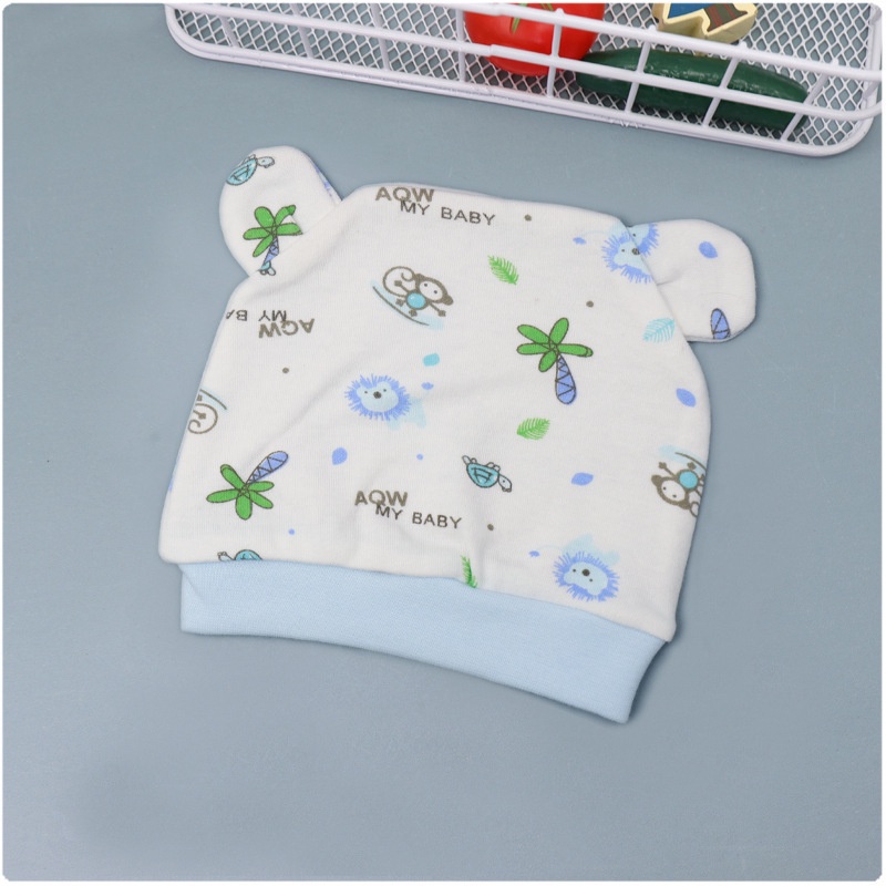 Mũ Che Thóp Cotton Cho Bé Sơ Sinh, Mũ Cotton Hữu Cơ Tự Nhiên Giữ Ấm Đầu,Chi Tiết Hoạt Hình Dễ Thương