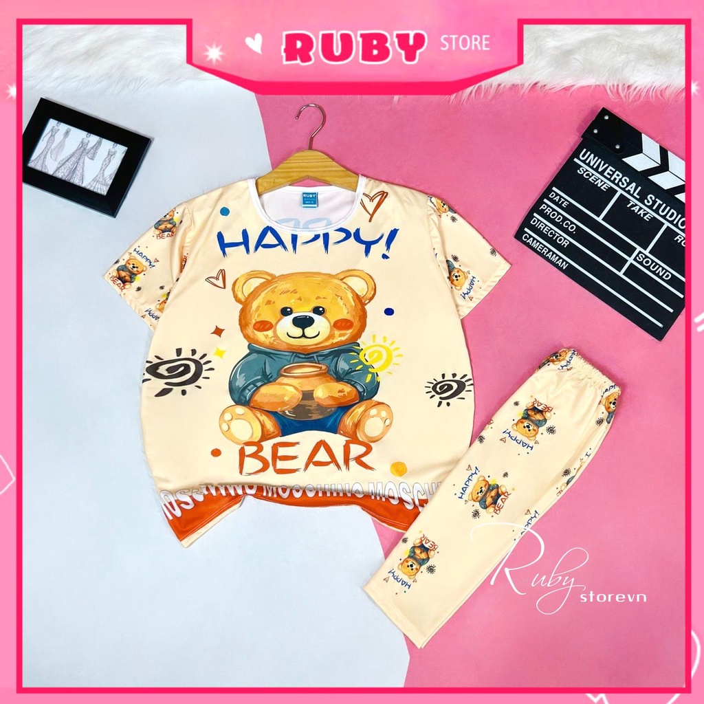 Đồ bộ thun QUẦN LỬNG cho mẹ và bé size đến 70kg chất thun mềm mát in hình hoạt hình chibi dễ thương DBRBL FULL SIZE