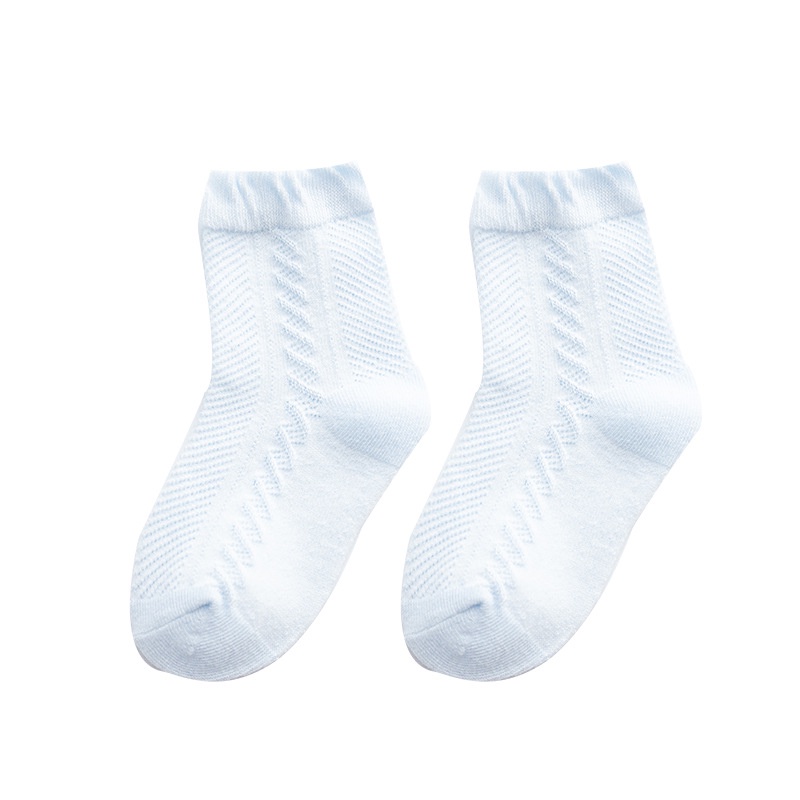 Set 4 Đôi Tất Cotton Không Xương Màu Trắng / Xanh Dương Cho Bé