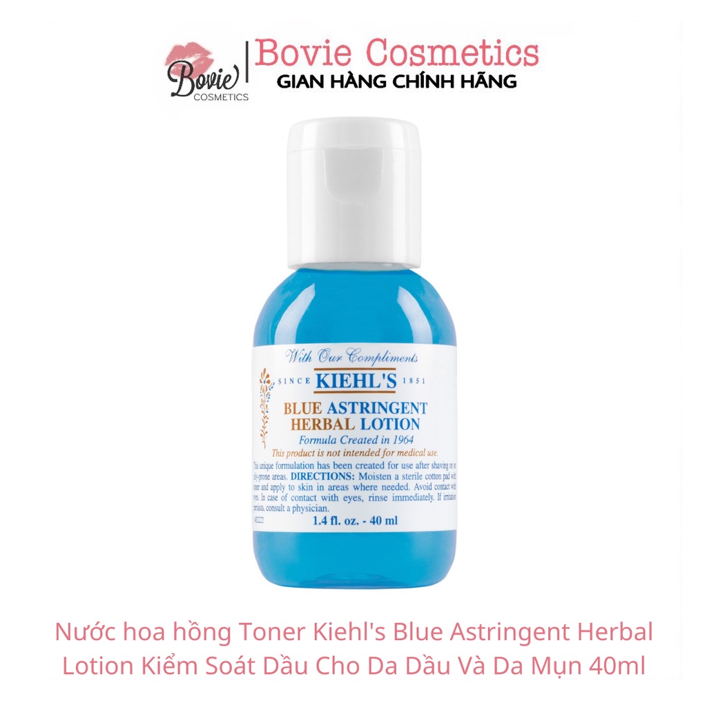 Nước hoa hồng Kiehl's Blue Astringent Herbal Lotion Toner Kiehls Kiểm Soát Dầu Cho Da Dầu Và Da Mụn 40ml