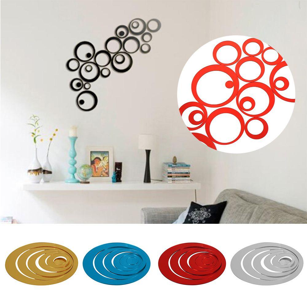 Bộ 24 Miếng Dán Tường Tráng Gương Hình Tròn Ba Chiều Bằng Acrylic