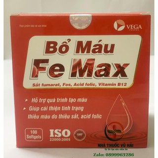 Bổ Máu Fe Max bổ sung sắt và acid folic, giảm thiếu máu do thiếu sắt, hỗ trợ quá trình tạo máu
